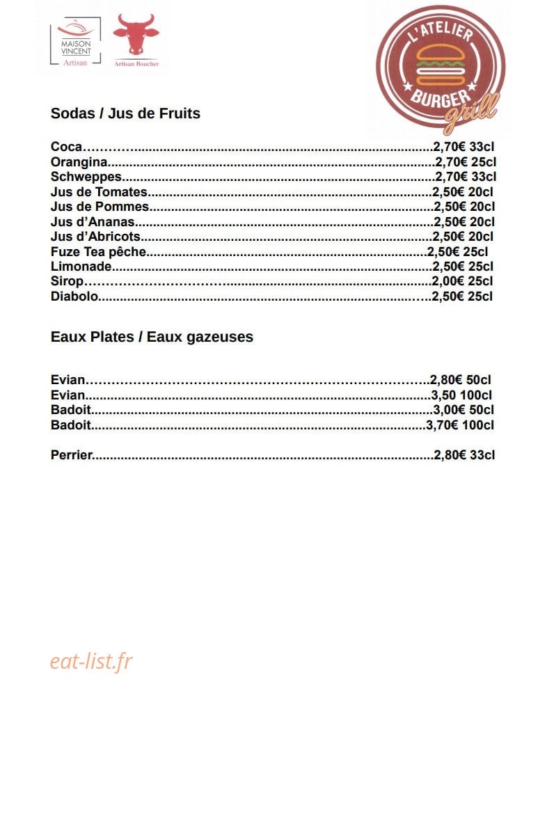 L'atelier burger grill — carte page 3
