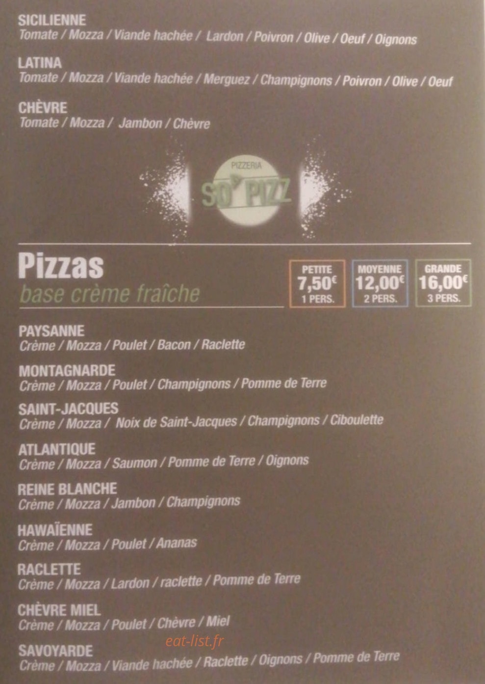 So' pizz — carte page 3
