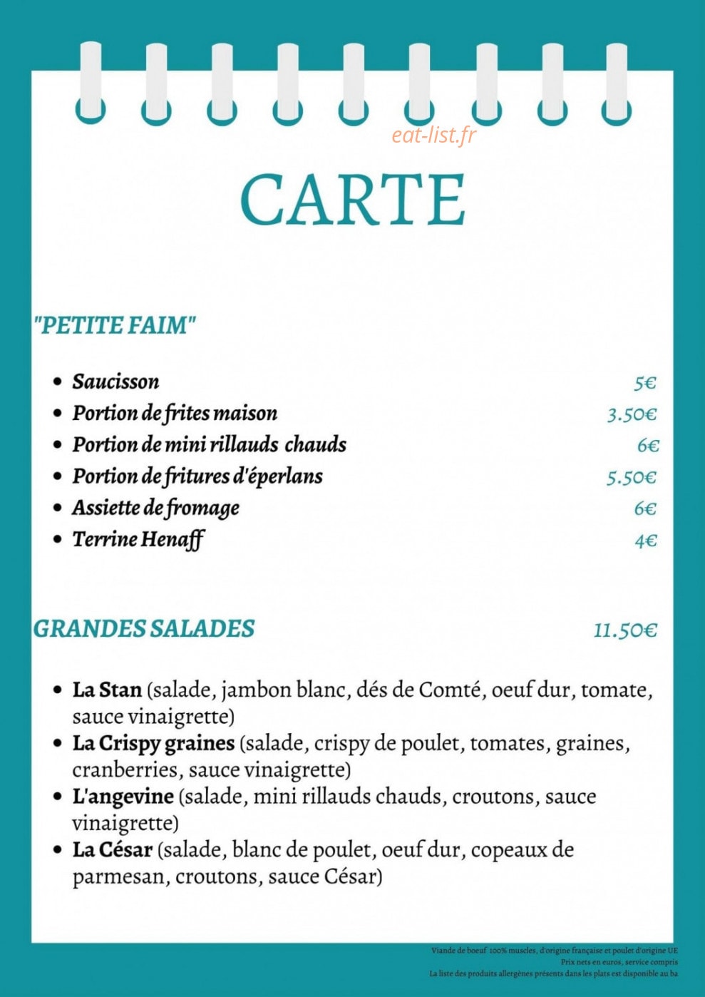 Com'chez Stan — carte page 1