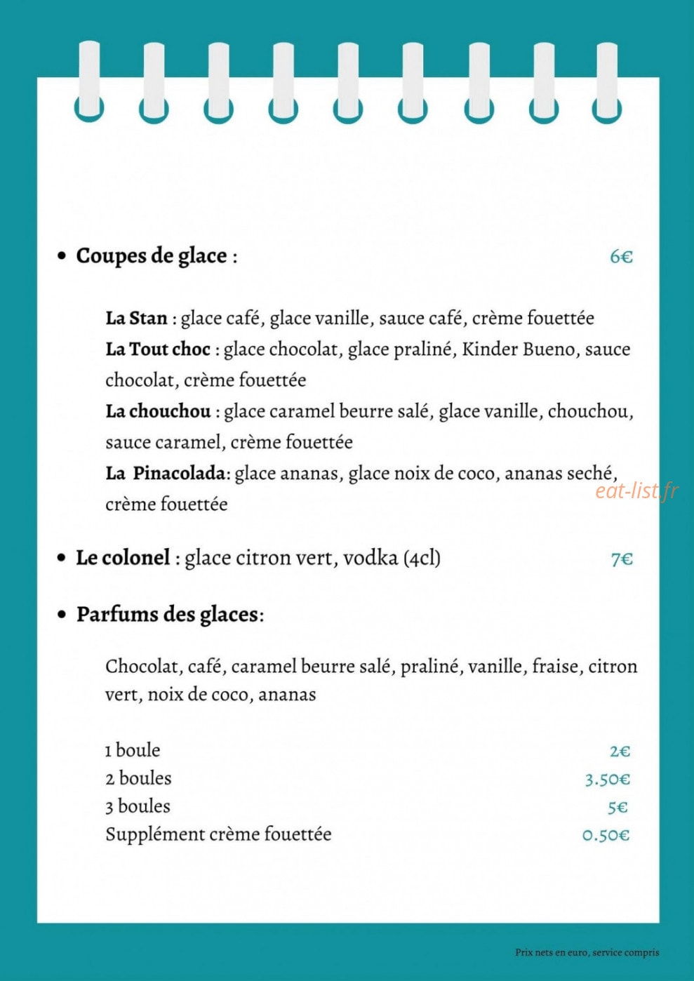Com'chez Stan — carte page 4