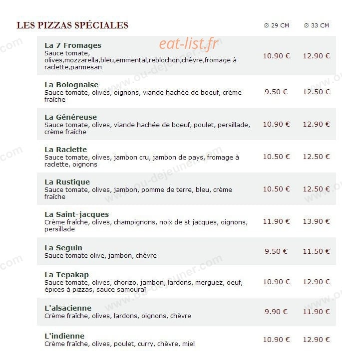 Le Kiosque à Pizzas — carte page 3
