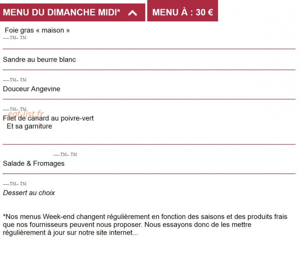 Restaurant de l'Abbaye le Délice — carte page 4
