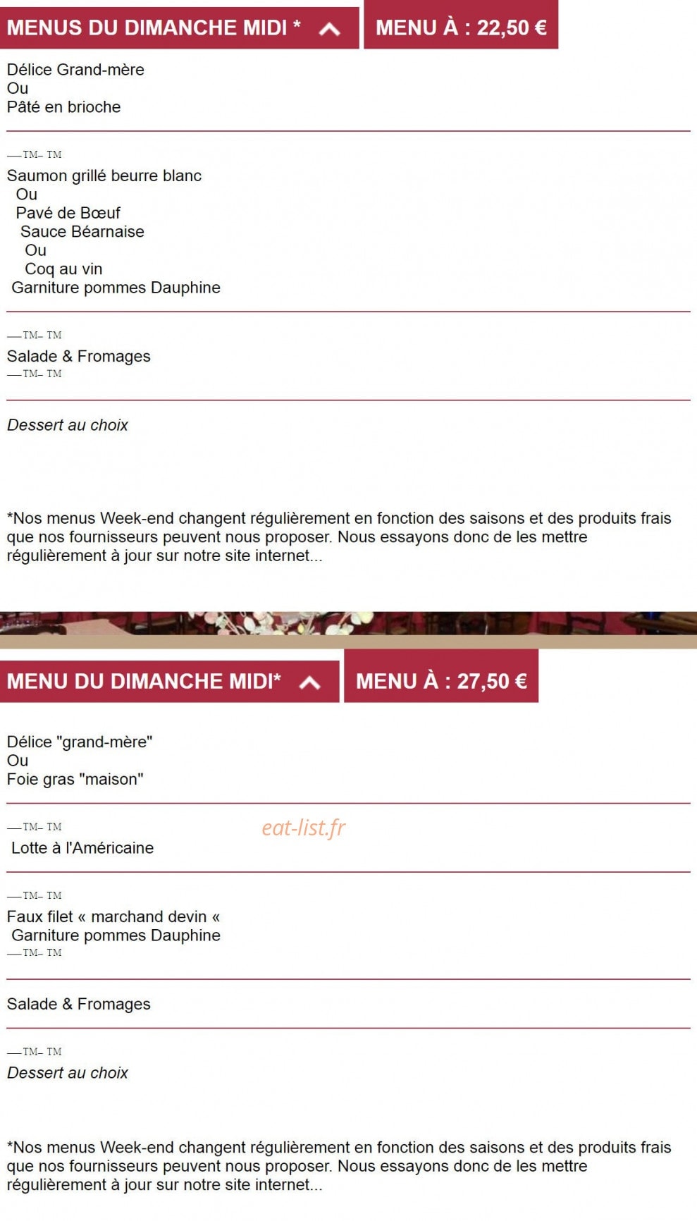 Restaurant de l'Abbaye le Délice — carte page 3