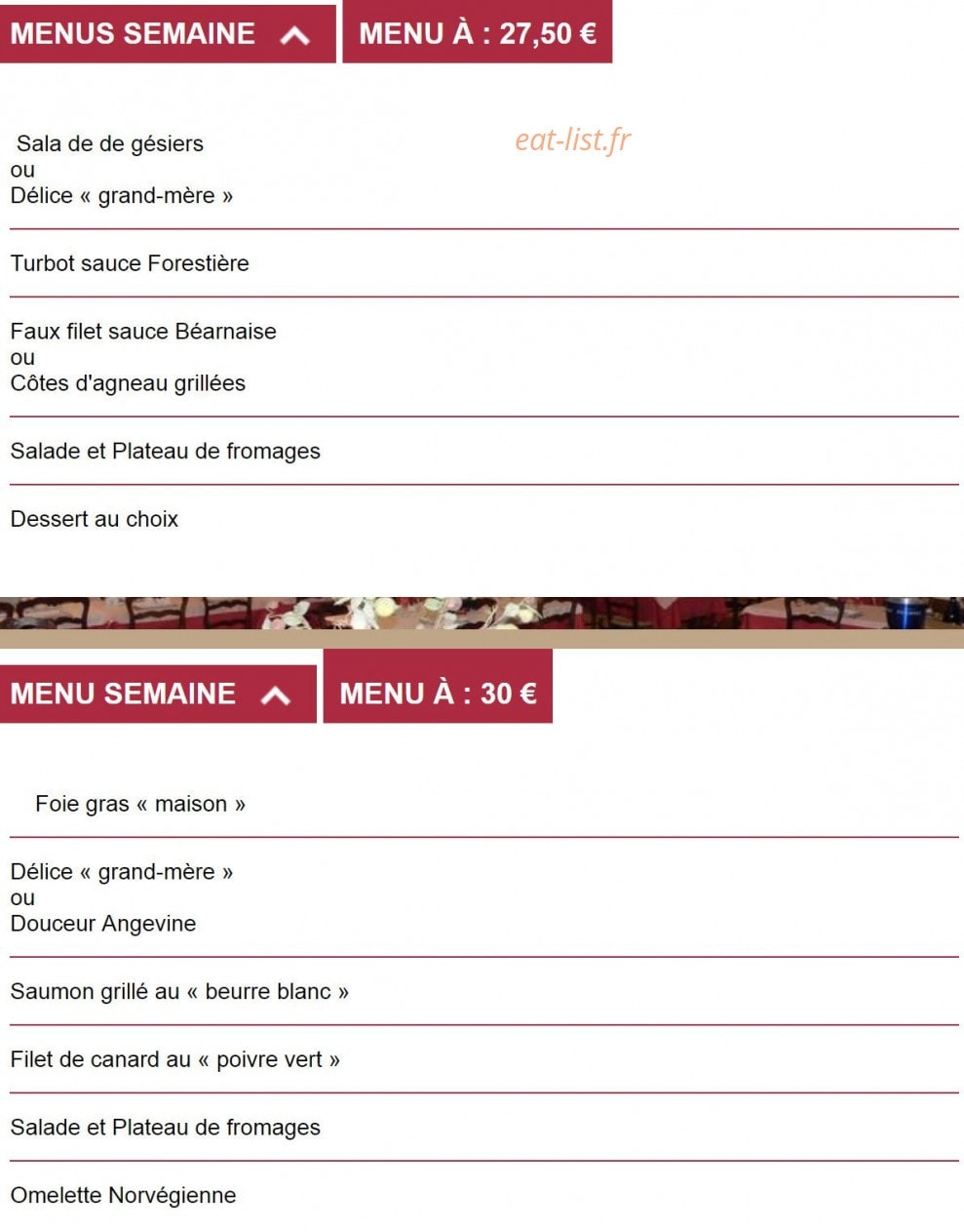 Restaurant de l'Abbaye le Délice — carte page 2