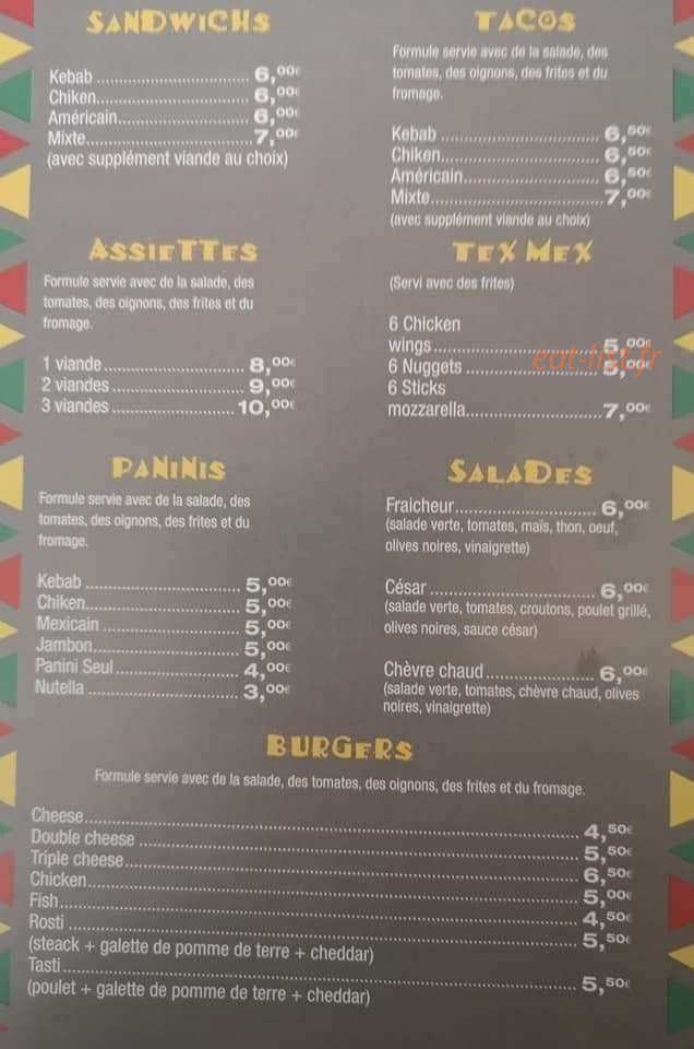 Beaupréau Tacos — carte page 1