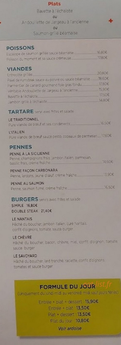 Carte et menu de L'évidence à Beaupréau-en-Mauges — Les plats