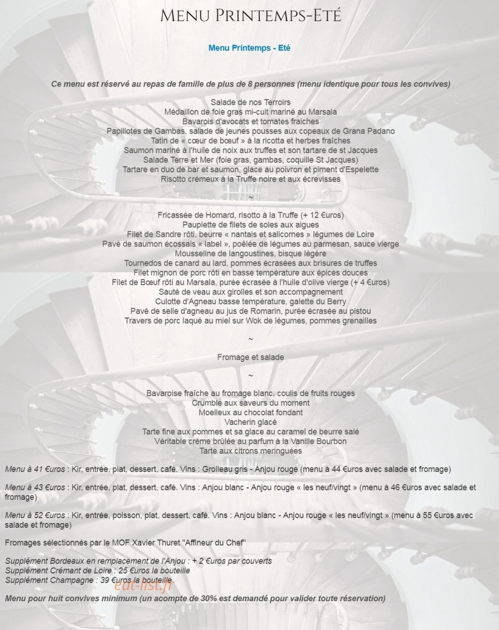 Table d' hôte — carte page 1