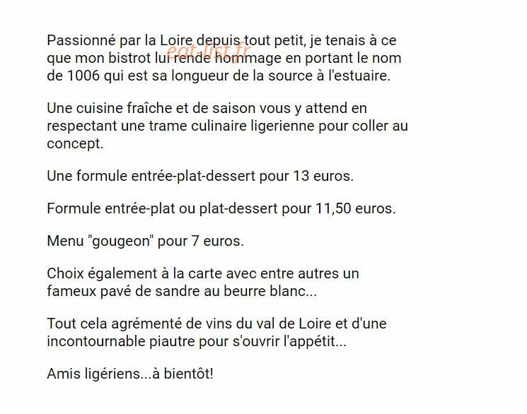 Bistrot le 1006 — carte page 1