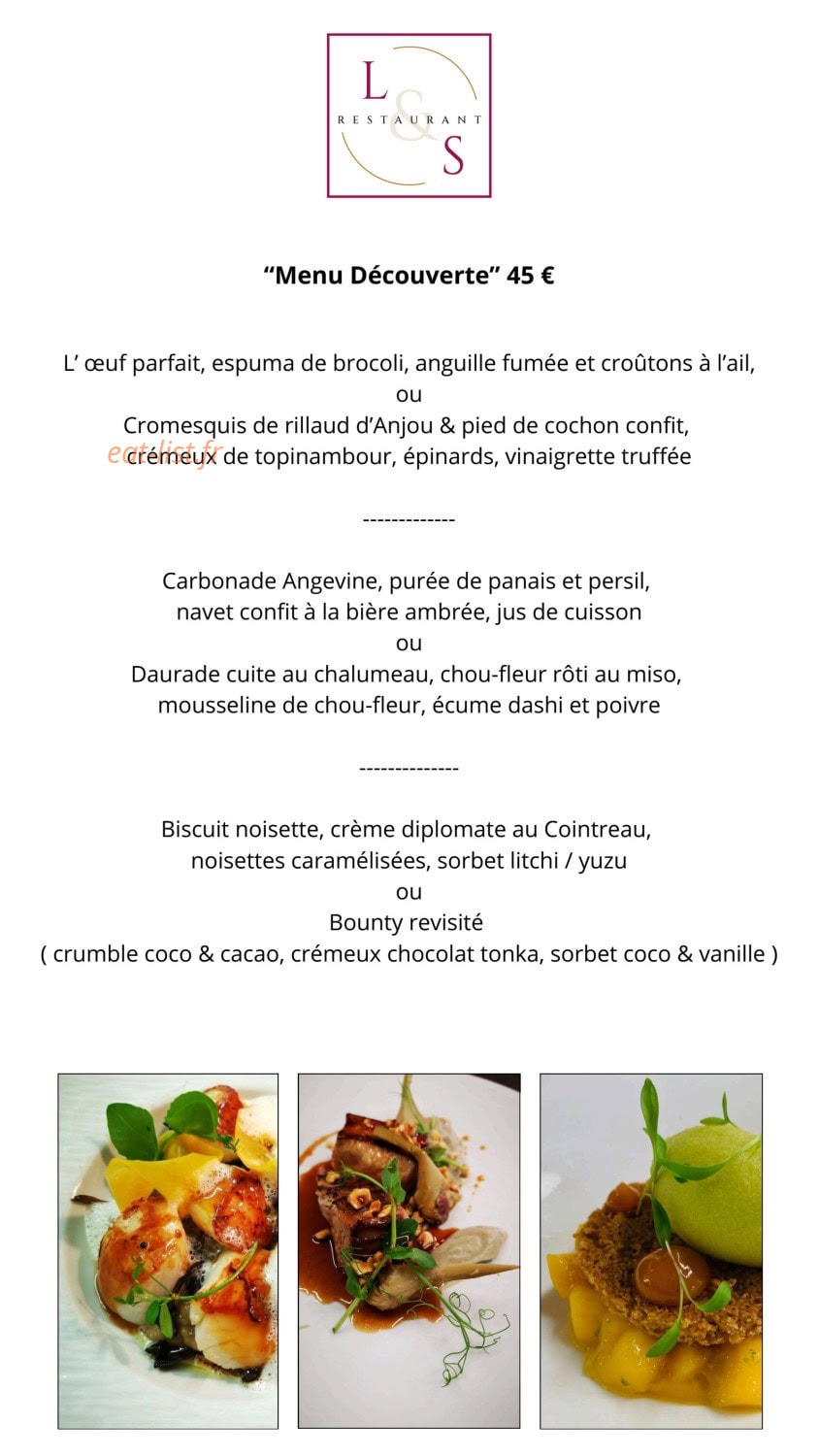 Carte et menu de Loire et Sens à Les Garennes sur Loire — Le menu découverte