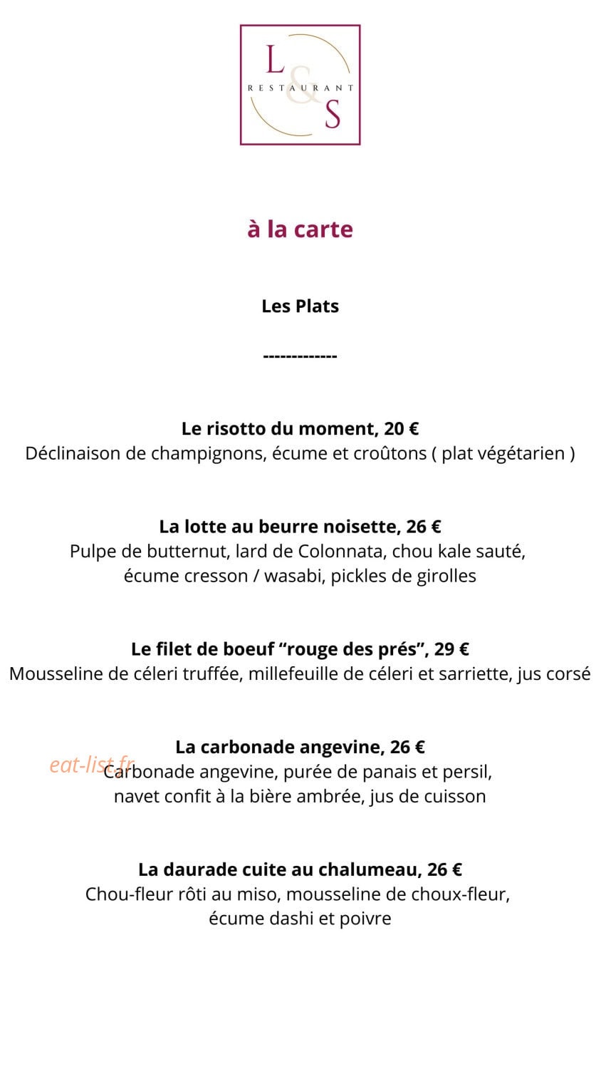 Carte et menu de Loire et Sens à Les Garennes sur Loire — Les plats