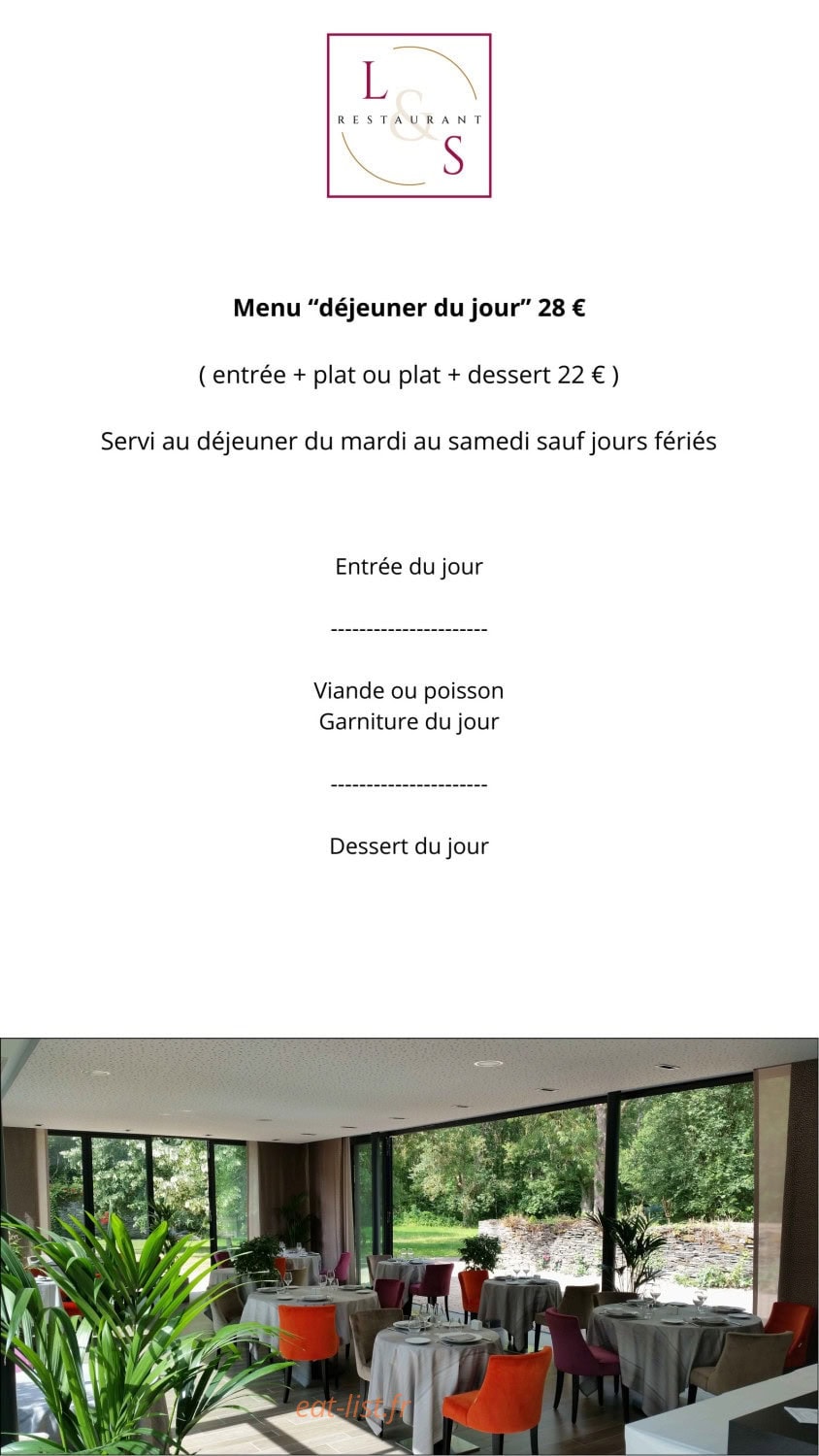 Carte et menu de Loire et Sens à Les Garennes sur Loire — Le menu déjeuner du jour à 28€
