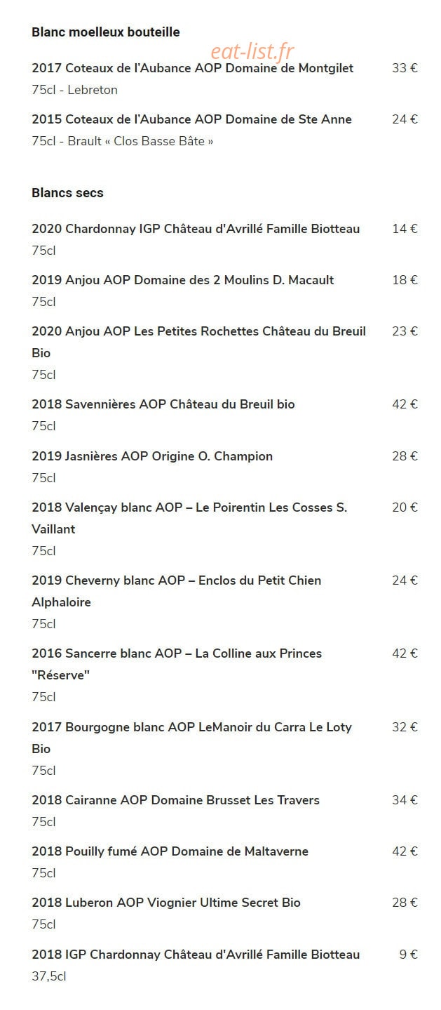 Le Petit Manoir — carte page 5