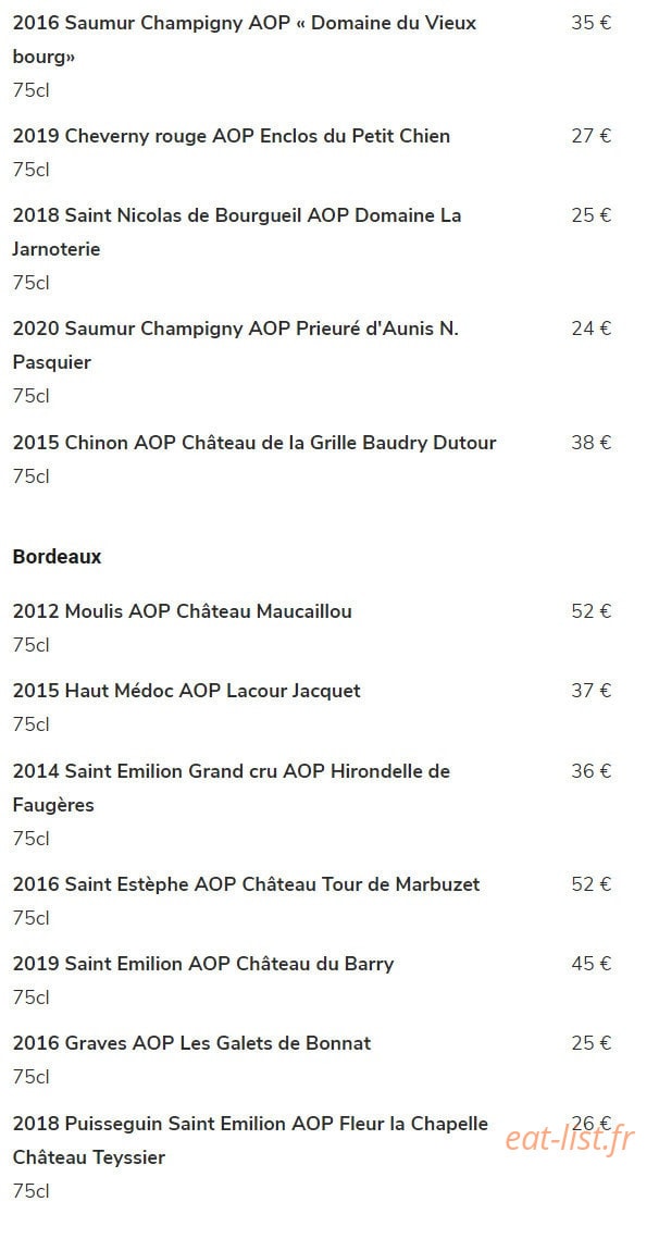 Le Petit Manoir — carte page 10