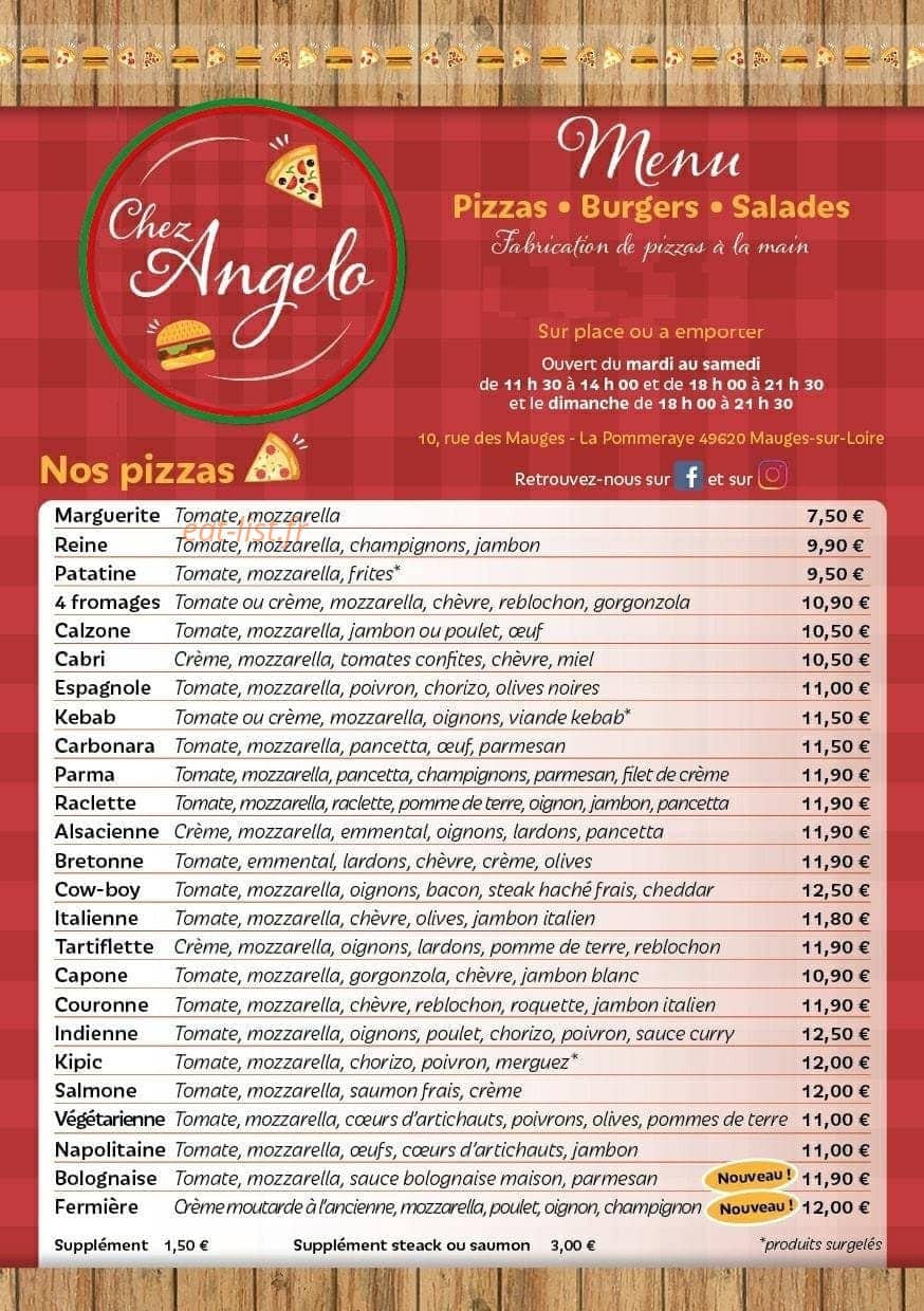 Chez Angelo — carte page 1