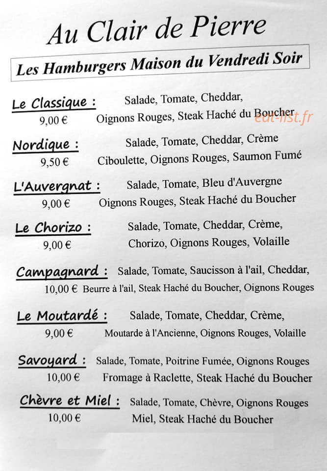 Au Clair de Pierre — carte page 1