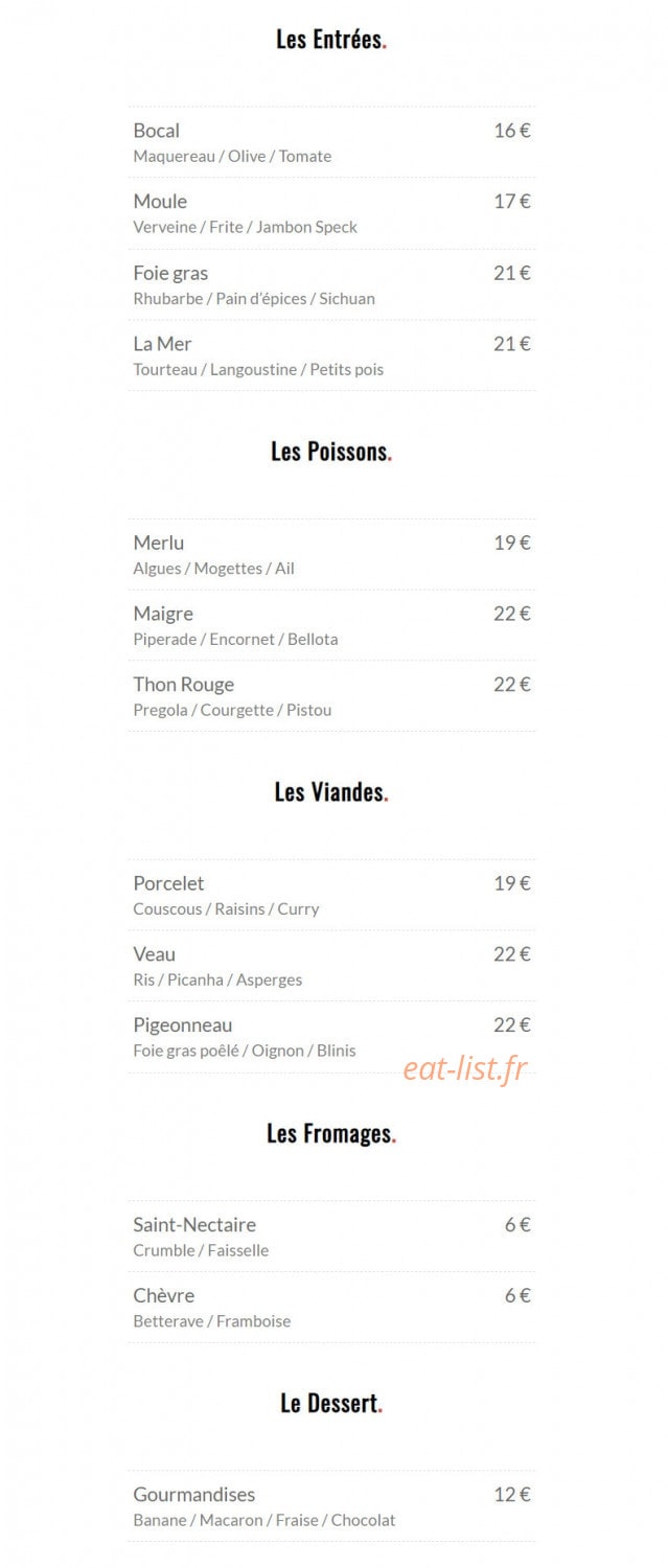 Carte et menu de Restaurant Le Moulin de l'Epinay à Mauges-sur-Loire — Les plats à la carte