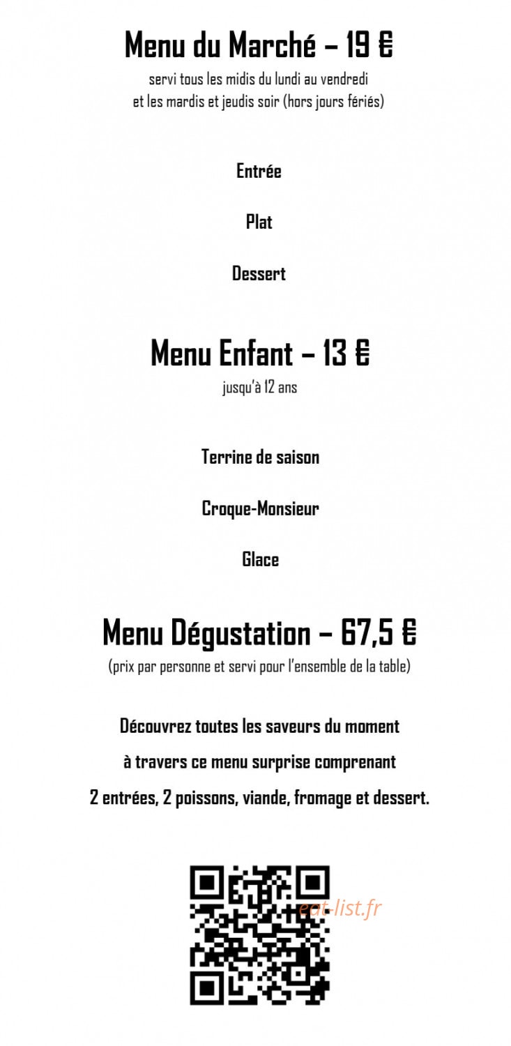 Carte et menu de Restaurant Le Moulin de l'Epinay à Mauges-sur-Loire — Le menu du marché, menu enfant et menu dégustation