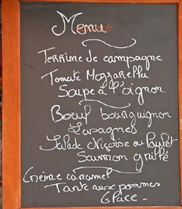 Au P'tit Resto — carte page 1