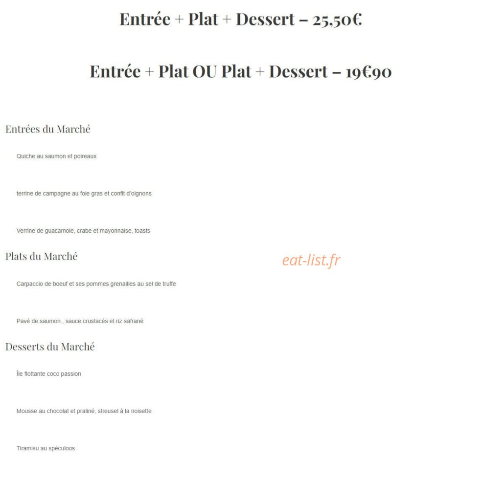 Bistrot de la Saulaie — carte page 2