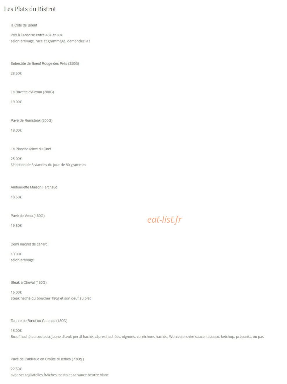 Bistrot de la Saulaie — carte page 4