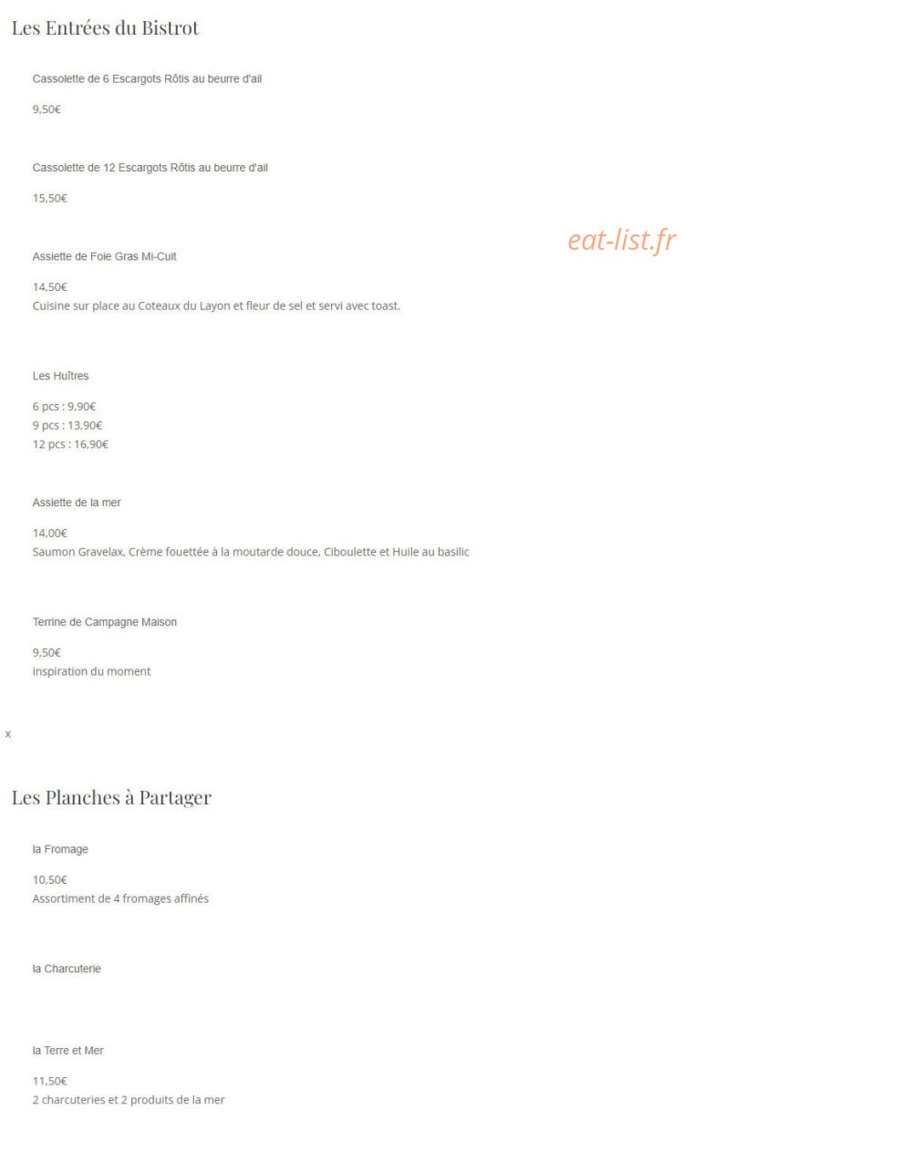 Bistrot de la Saulaie — carte page 3