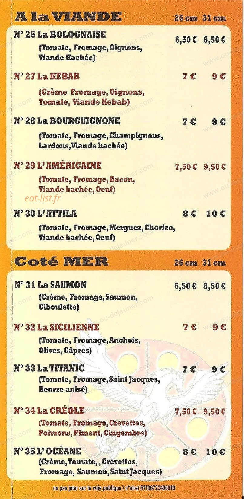 Pegaz'pizza — carte page 3
