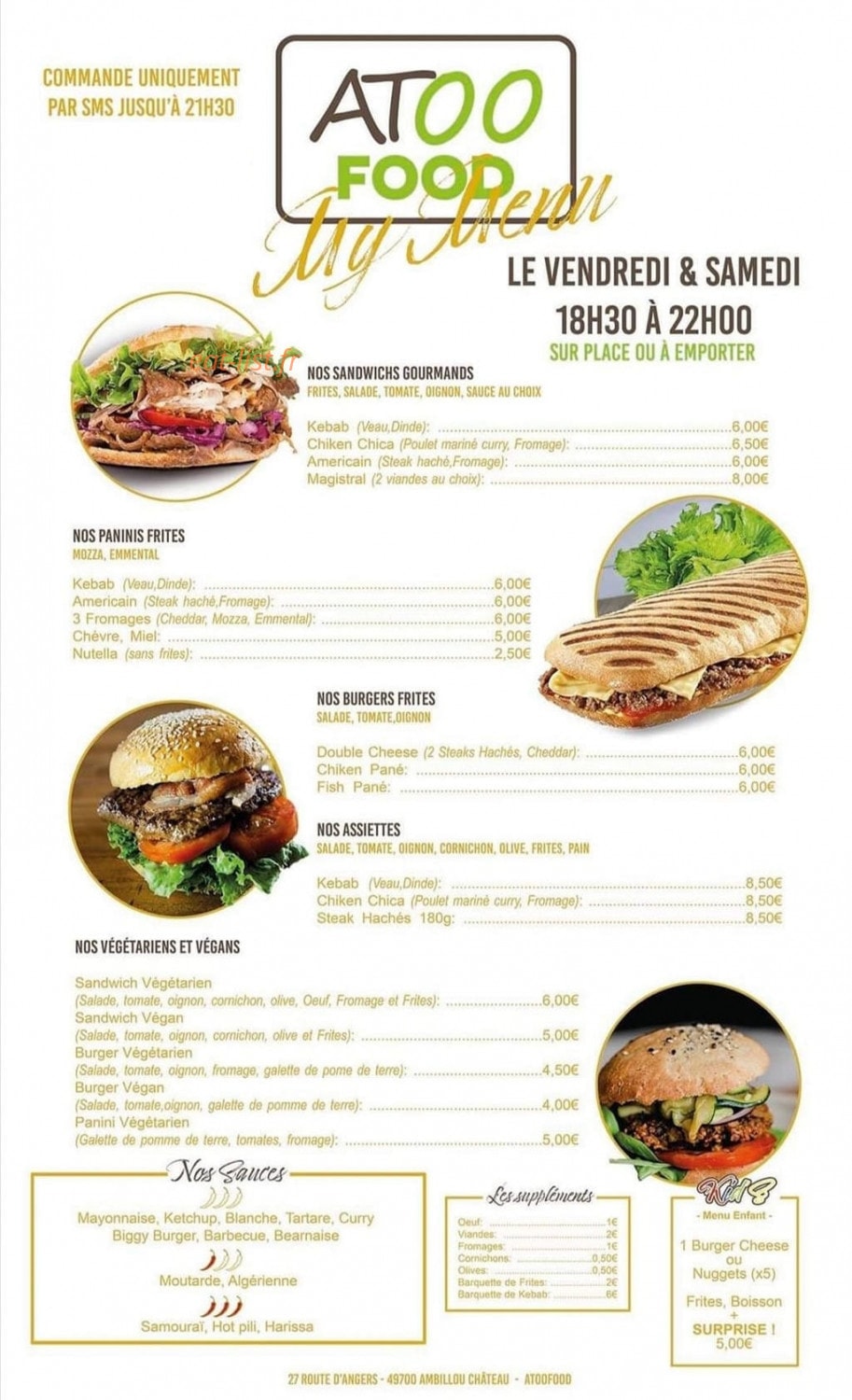 Atoo food — carte page 1