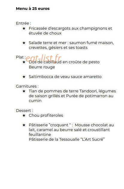 L'Auberge des 4 Moulines — carte page 2