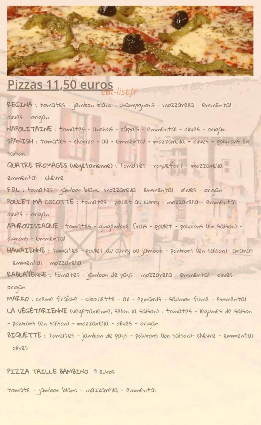 Auberge du Layon — carte page 1
