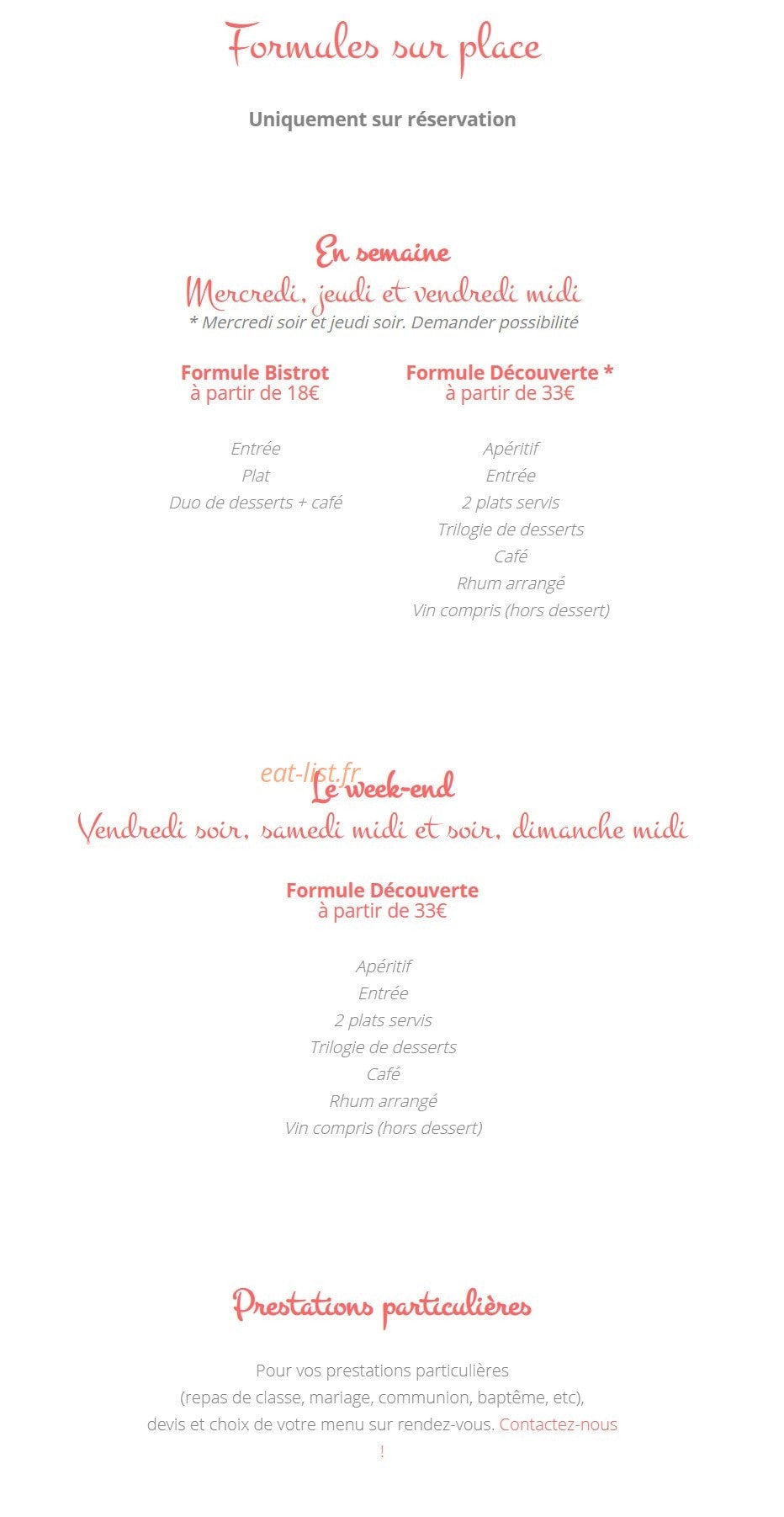 Carte et menu de Le Soleil Réunionnais à Saint Lambert du Lattay — Les formules sur place