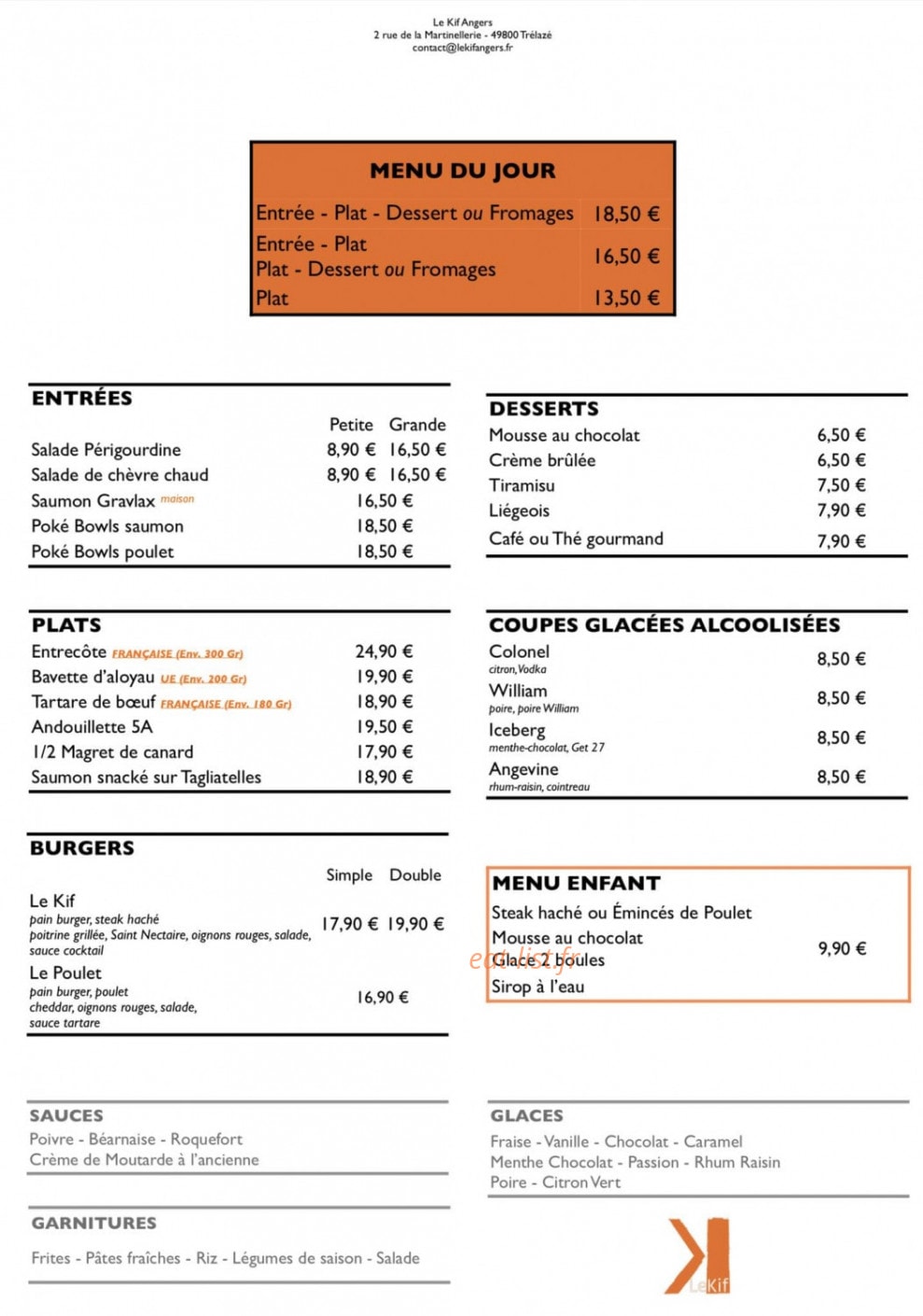 Le Kif Angers — carte page 1