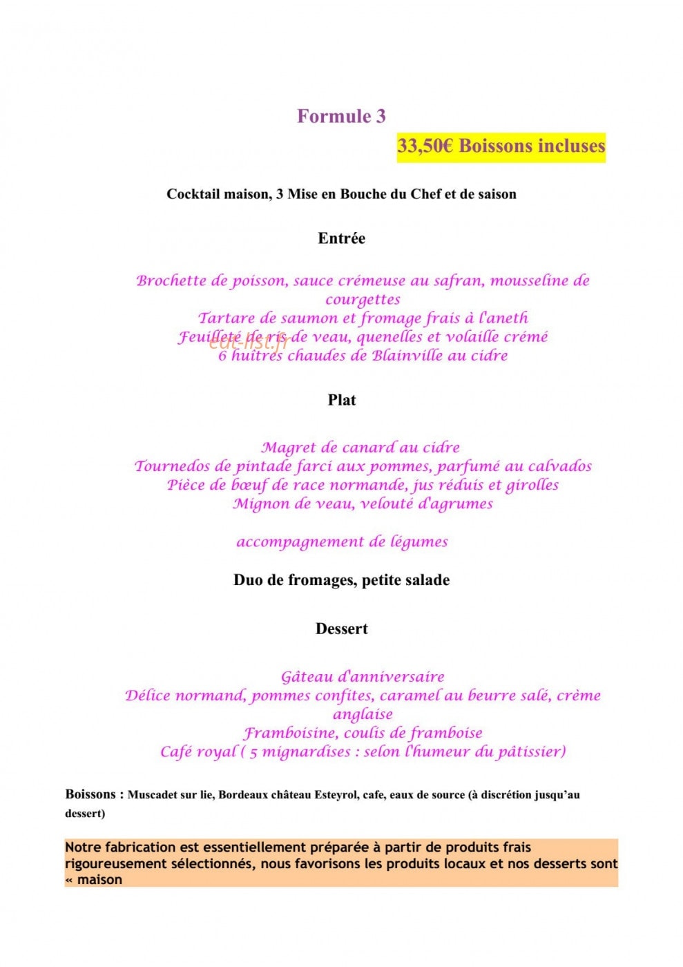 Le restaurant d'églantine — carte page 3