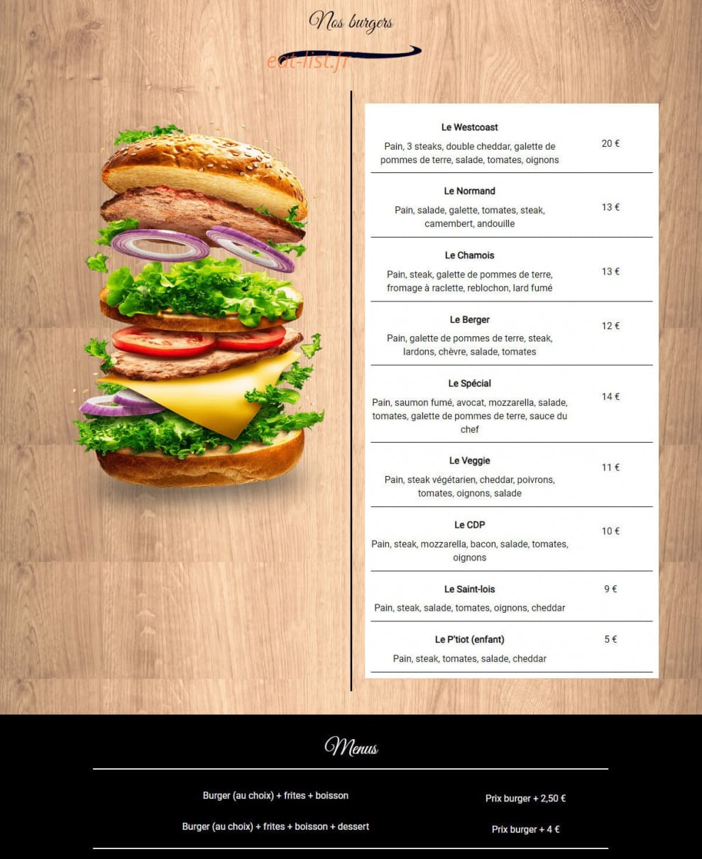 Good Burger — carte page 1