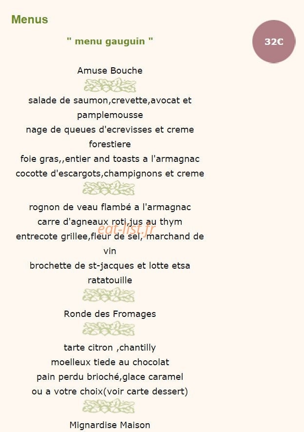 L'Auberge de Candol — carte page 3