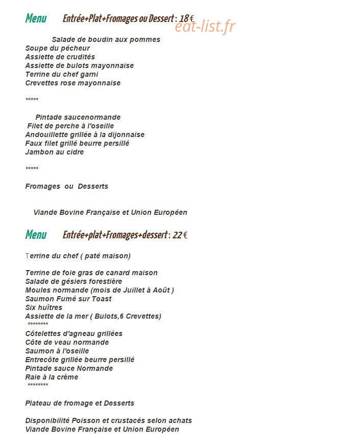 L'Auberge Normande — carte page 2