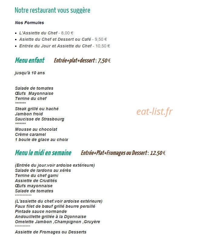 L'Auberge Normande — carte page 1