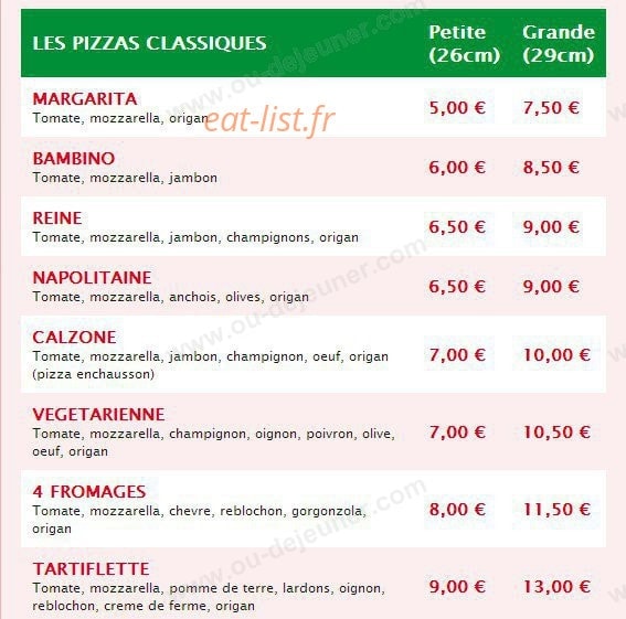 Pizza El Patito — carte page 1