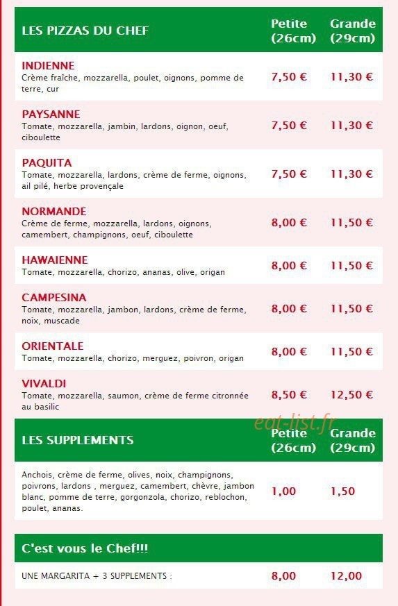 Pizza El Patito — carte page 2