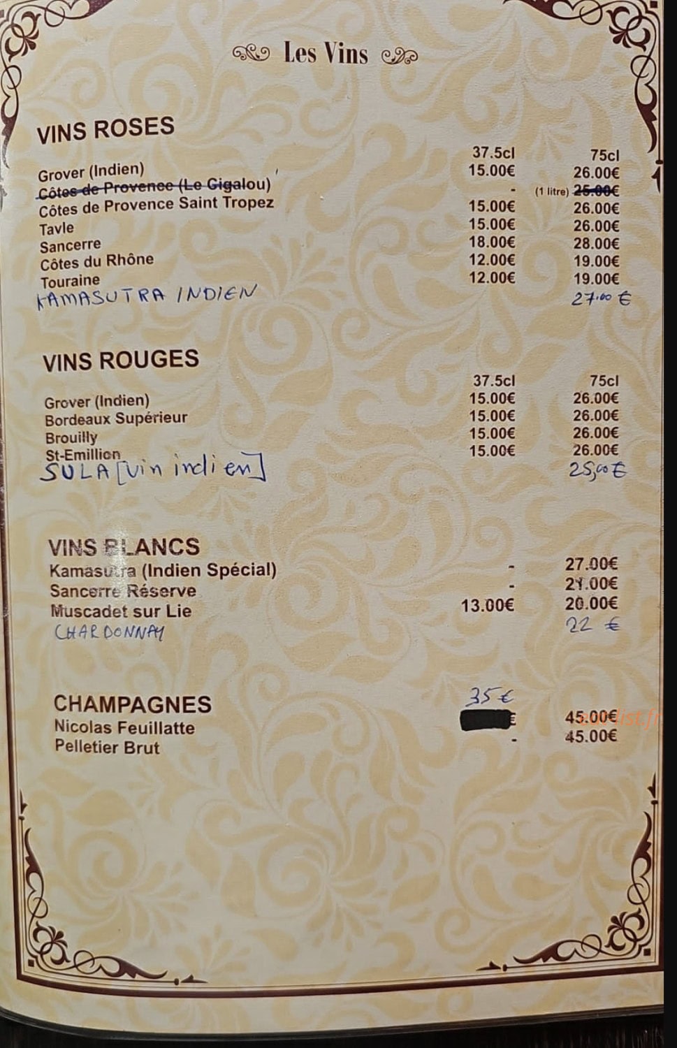 Restaurant Bollywood Zaika — carte page 6