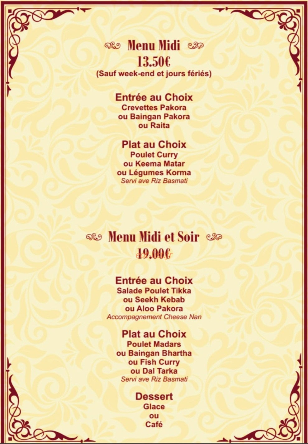 Restaurant Bollywood Zaika — carte page 4