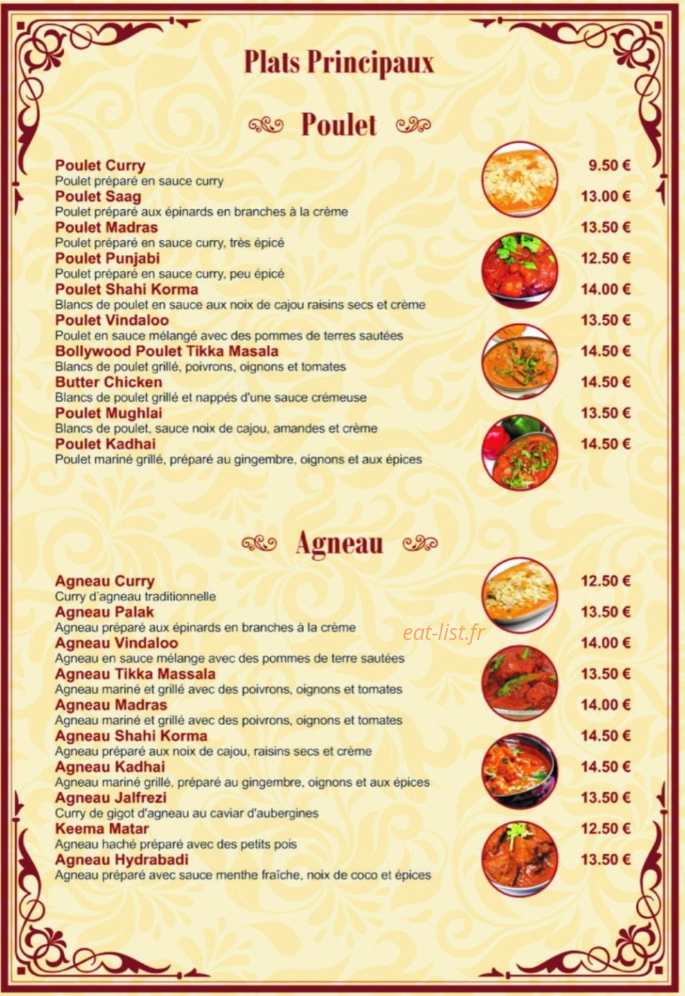 Restaurant Bollywood Zaika — carte page 3