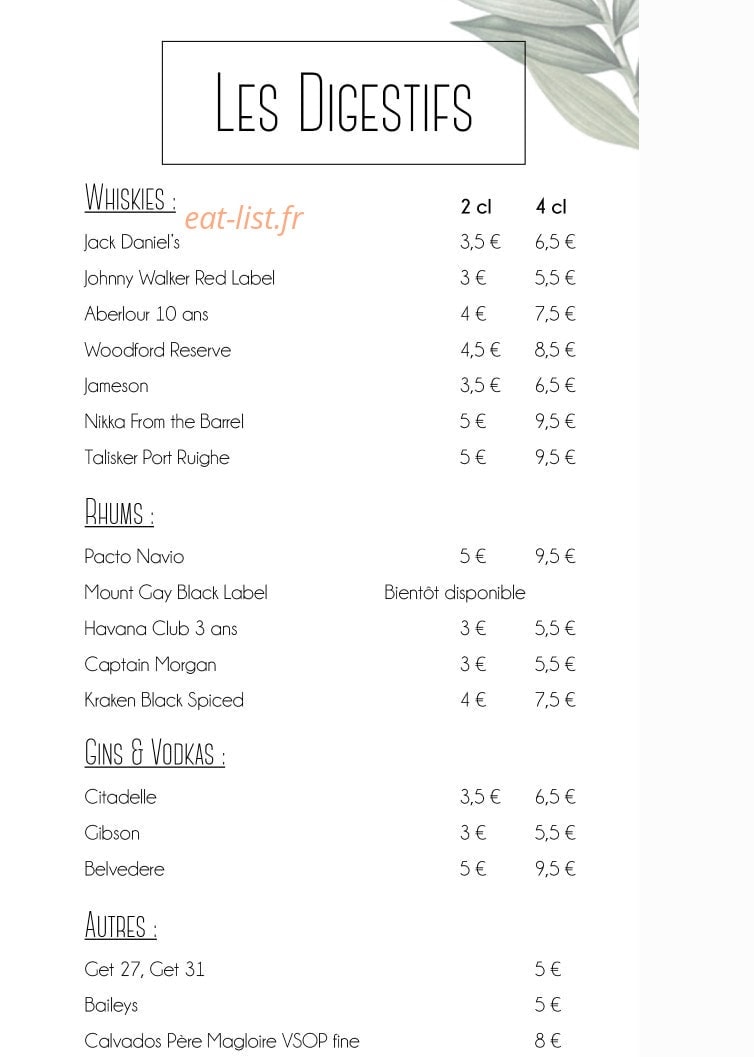 Restaurant Killian — carte page 7