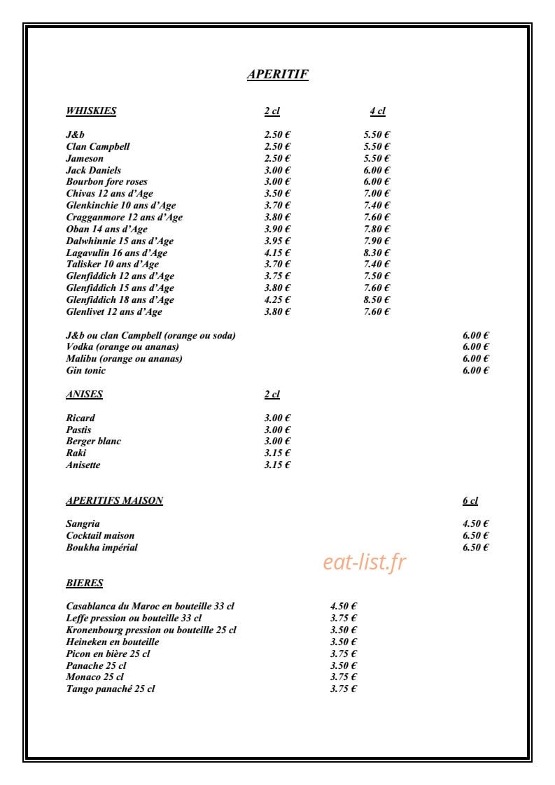 Restaurant le Berbère — carte page 5