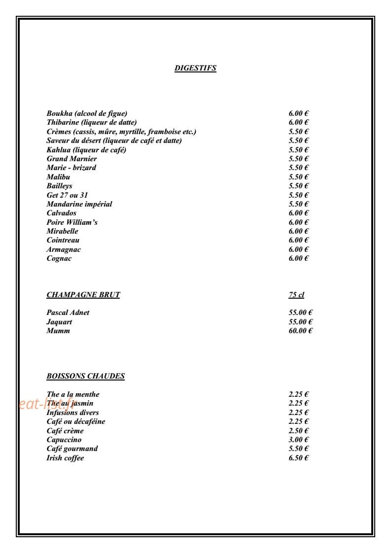 Restaurant le Berbère — carte page 7
