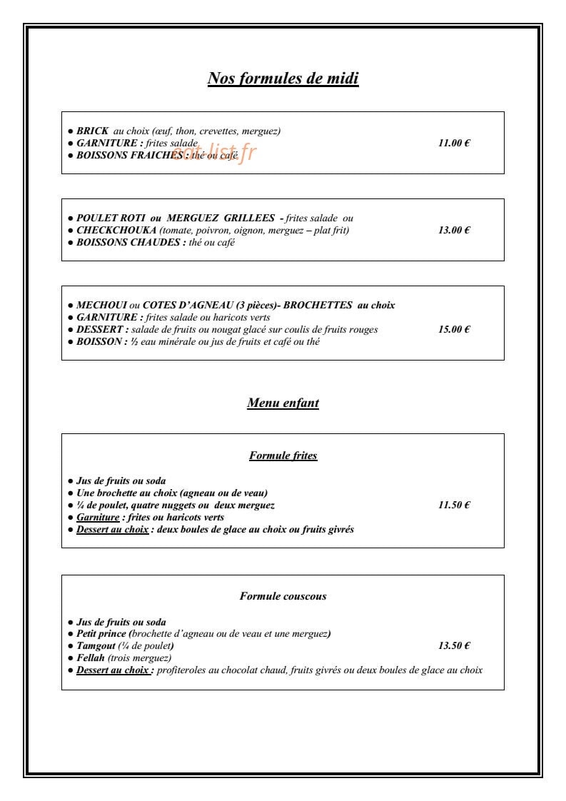 Restaurant le Berbère — carte page 4