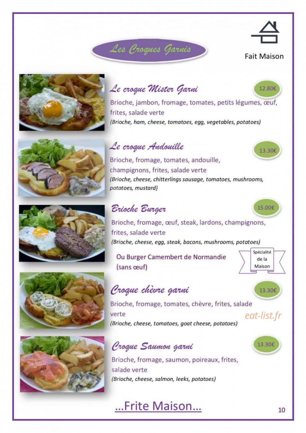 Au Café Pompon — carte page 12