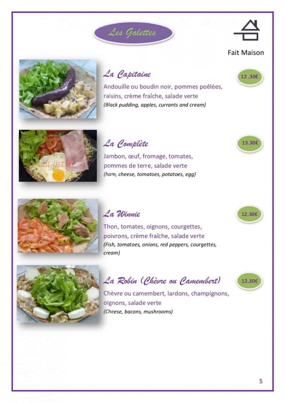 Au Café Pompon — carte page 7