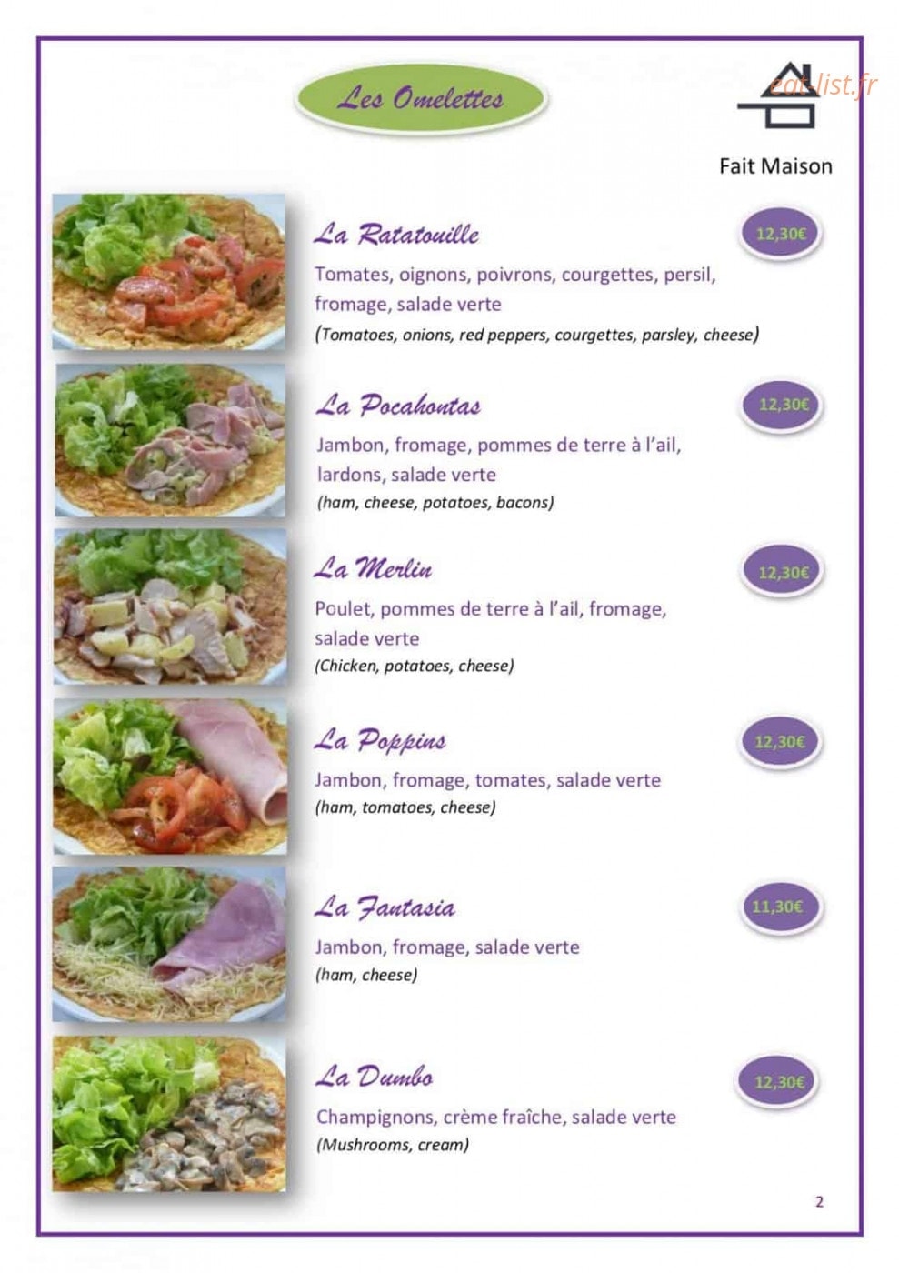 Au Café Pompon — carte page 4