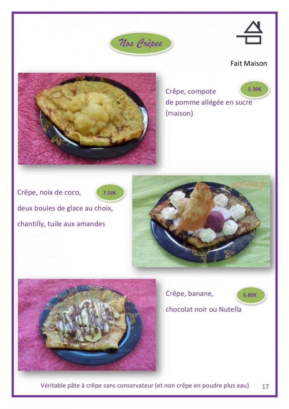 Au Café Pompon — carte page 19