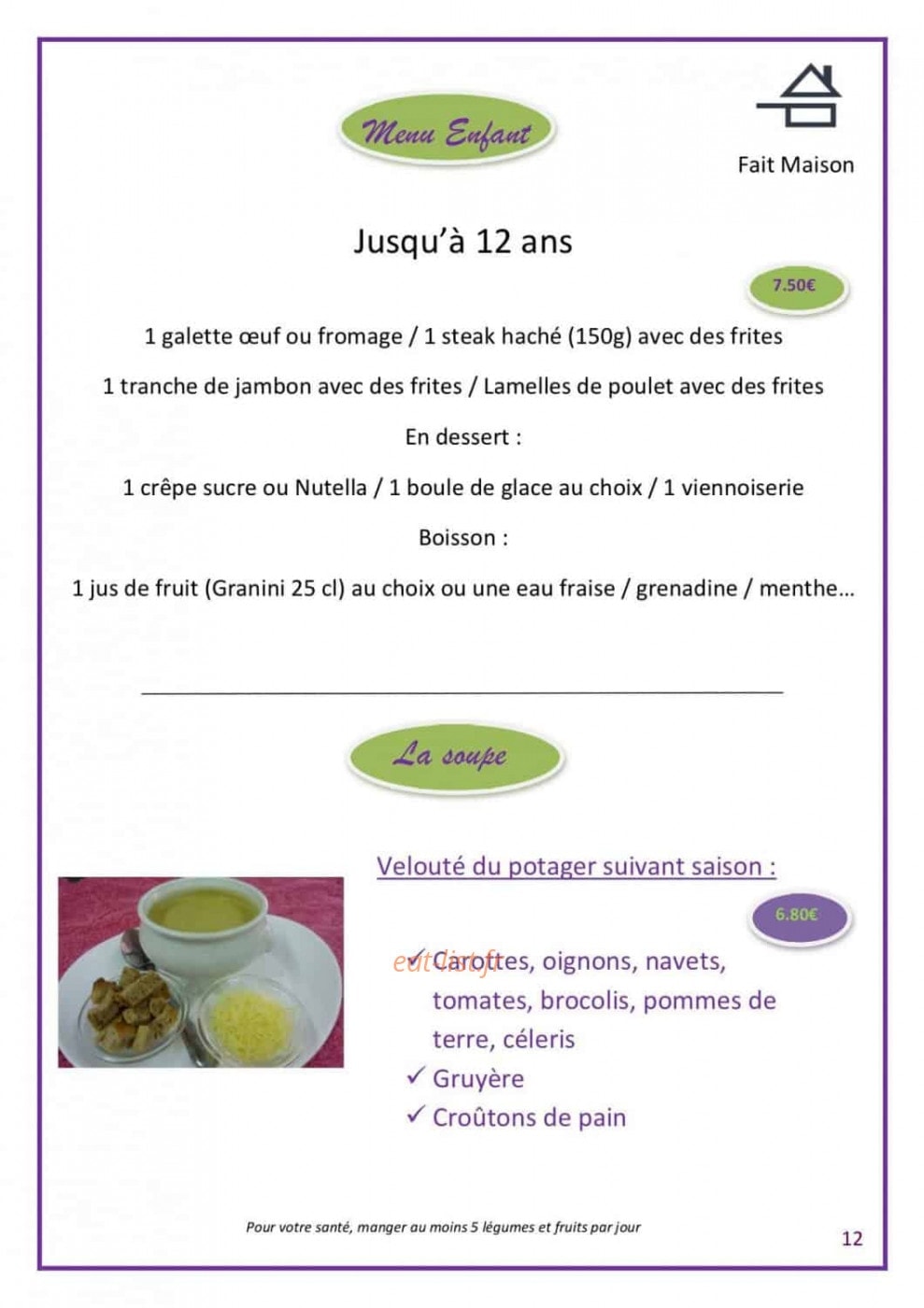Au Café Pompon — carte page 14